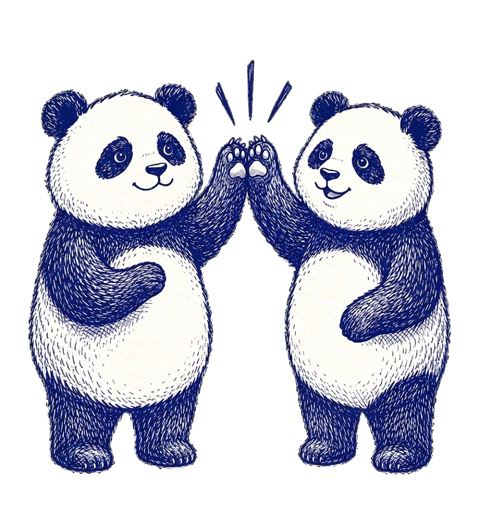 Kai the panda giving a high five